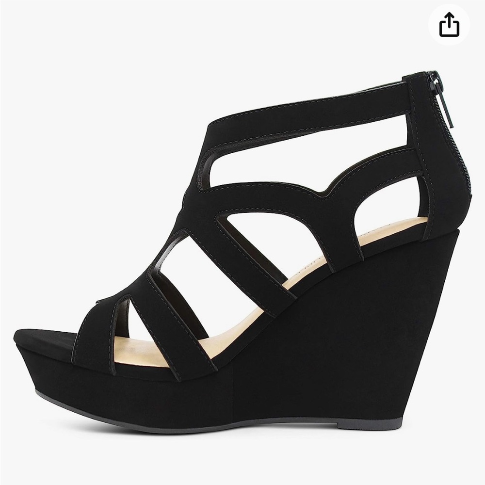 Marco Republic wedge heels lazer cutouts black shoes Peru new